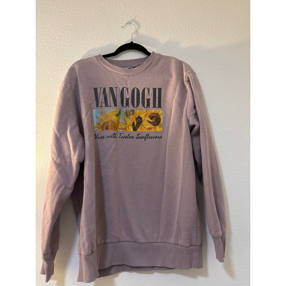 Mighty Fine Van Gogh Sunflowers Graphic Sweatshirt Purple Medium Art Pullover